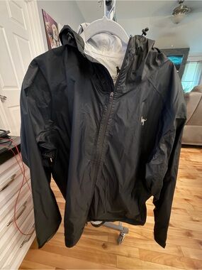The Black Dog Black Hooded Windbreaker Jacket